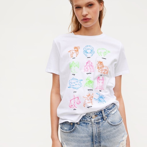 Zara | Tops | Zara Zodiac Embroidered 